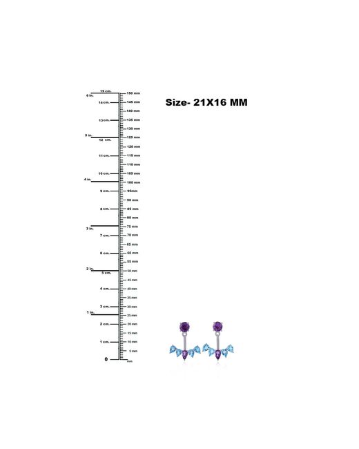 Artisan Purple Blue Topaz Amethyst Designer Ear Jackets 14k White Gold Handmade Jewelry
