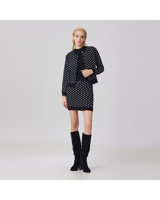 Smart and Joy Black Polka Dots Knitted Mini Skirt