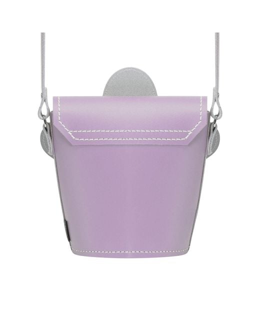 Zatchels Purple Handmade Leather Daisy Barrel Bag