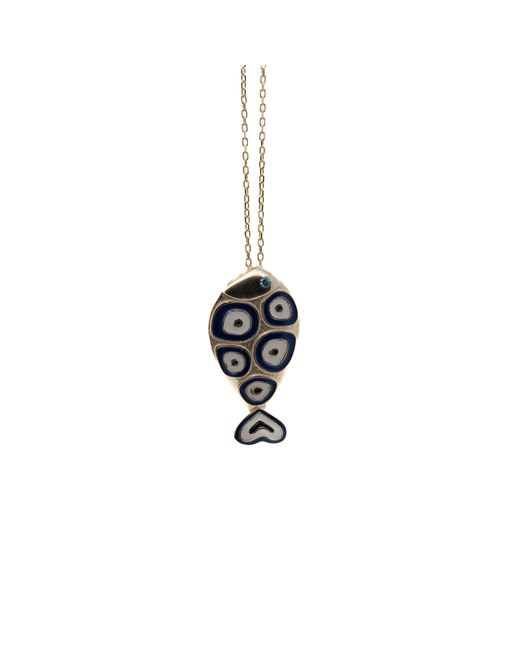 Ebru Jewelry Black Evil Eye Fish Necklace
