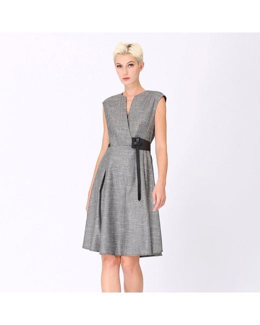Smart and Joy Gray Trapeze Dress With Cross -Effect