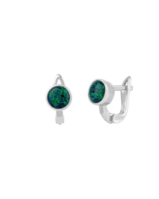 Spero London Green Sterling High Quality Round Opal Earrings