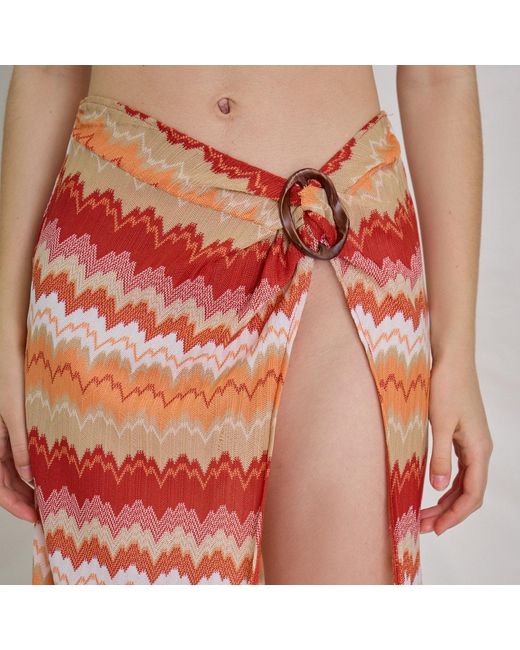 Aulala Paris Orange Sunset Waves Broderie Beach Sarong