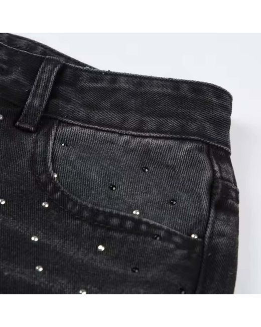 Chanel Joan Elkayam Gray Dark Crystal Embellished Washed Jeans