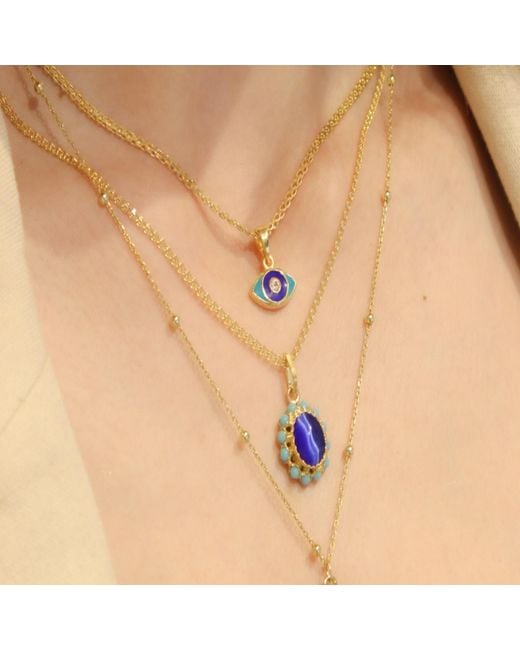 1610Istanbul Metallic Evil Eye Enamel Necklace