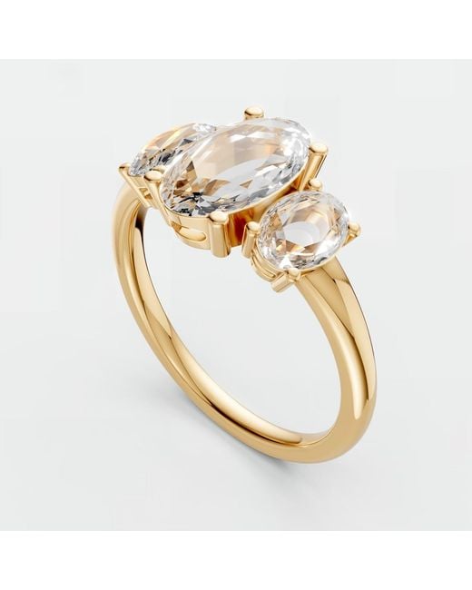 Aya Fine Jewelry Metallic 1.65 Ctw Oval Lab Diamond Three Stone Engagement Ring