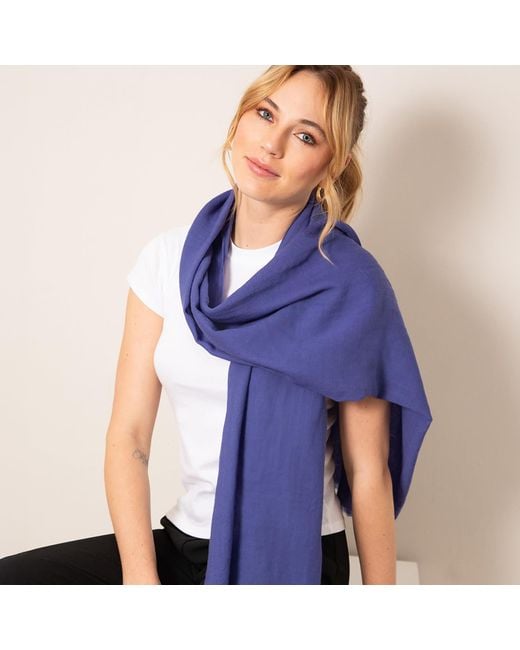 Alie Street London Blue Aurielle Silk Wool Scarf Future Dusk