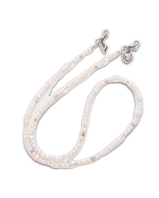 Wjy Studio London White Luxe Cream Natural Pearl Phone Case Long Chain Hand-Carry Shoulder Necklace