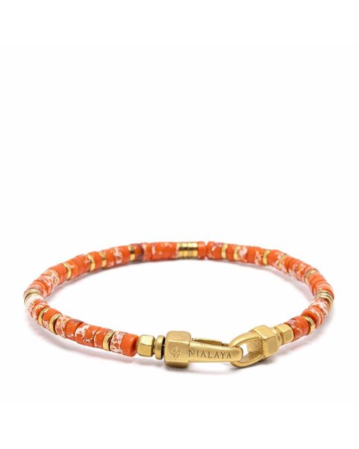 Nialaya Red Jasper Heishi Bracelet for men