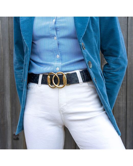 Peachy Belts Ltd Blue Bit Buckle & Ostrich Belt