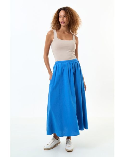 Louche Blue Zoeline Recycled Cotton Midaxi Skirt