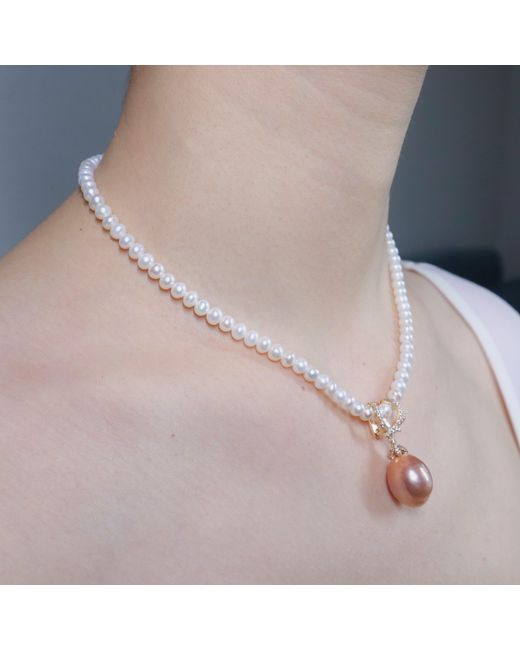Ninemoo Metallic Luxe Pearl Pendant Necklace