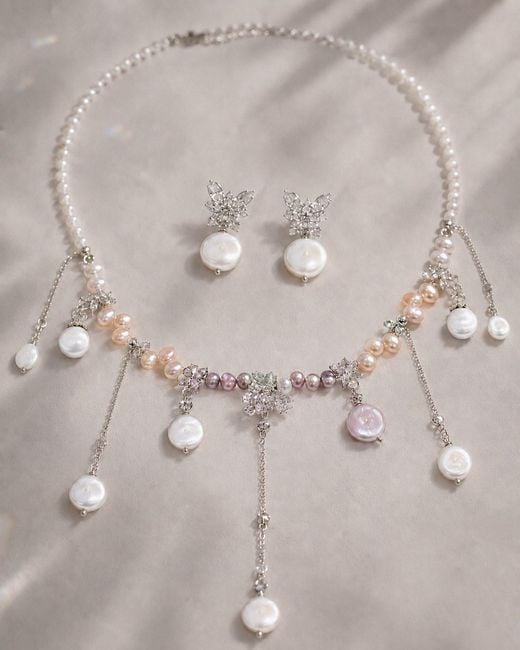 Ninemoo White Perles En Fête Pearl Necklace – Confetti