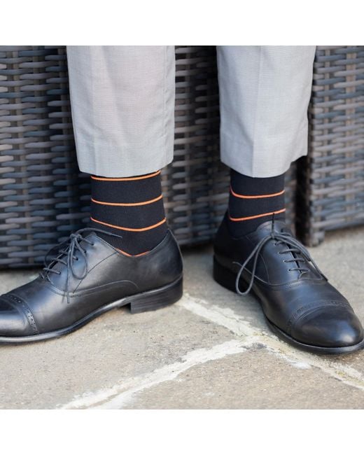 Peper Harow - Made in England Blue Thin Stripe Socks Bundle for men