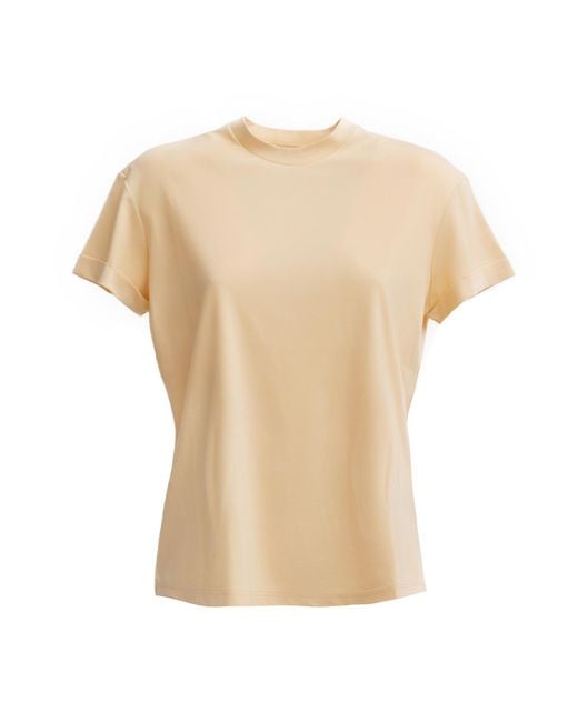 Julia Allert Natural Mock Neck Rolled Sleeve T-Shirt – Pale