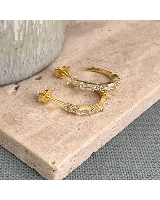 Clemence Wren Metallic Illumina Gemstone Hoop Earring