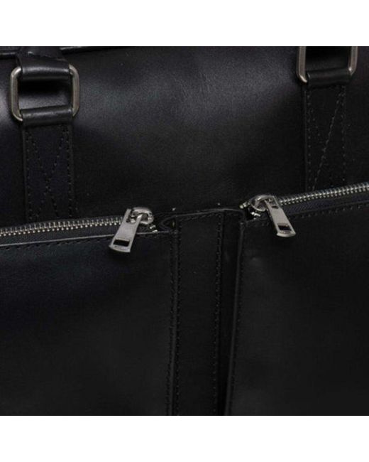 Hides Leather Co. Black Full-Grain Leather Briefcase, Work Bag With Strap Organizer for men