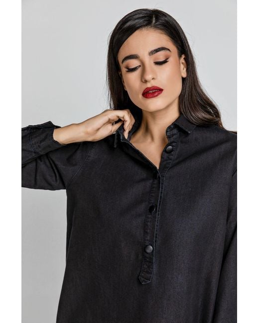 Conquista Black Denim Shirt Dress