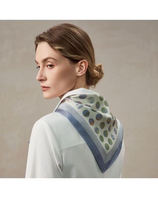 Asyii Multicolor Printed Abstract Floral Silk Twill Square
