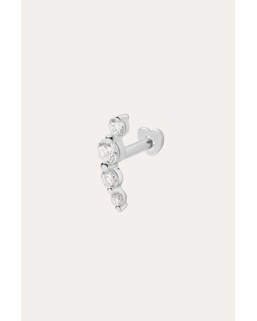 Vanhi White 14K Solid Lab-Grown Diamond Curved Flat Back Stud