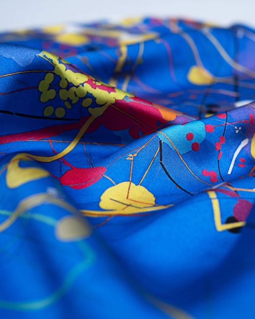 Lilia Munn Blue Mulberry Silk Scarf–