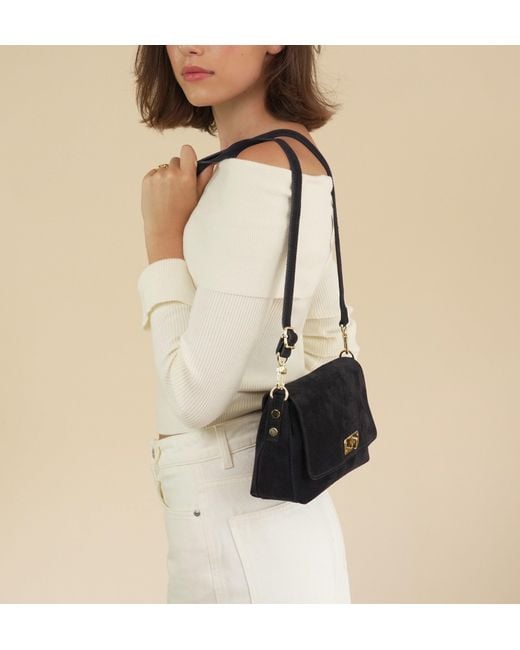 Apatchy London Blue The Maisie Midi Suede Bag