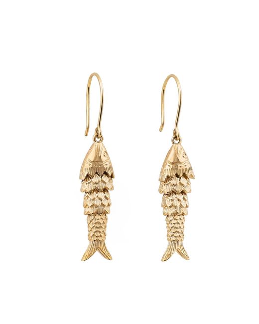Oana Savu Metallic Articulated Fish Dangle Drop Long Earrings