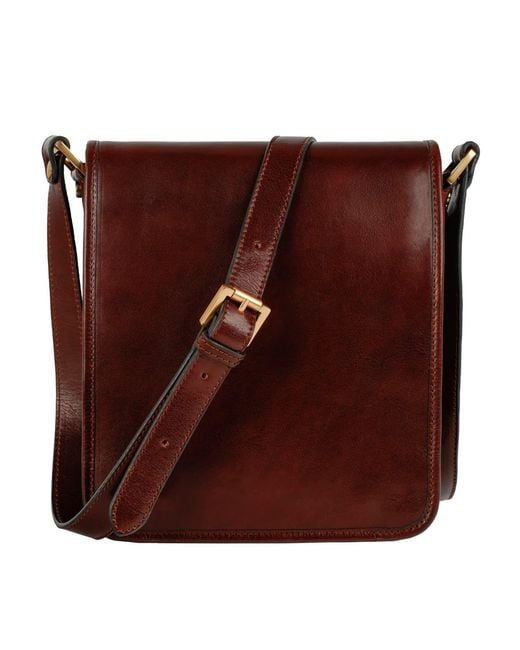 Time Resistance Brown Small Leather Messenger Bag for men