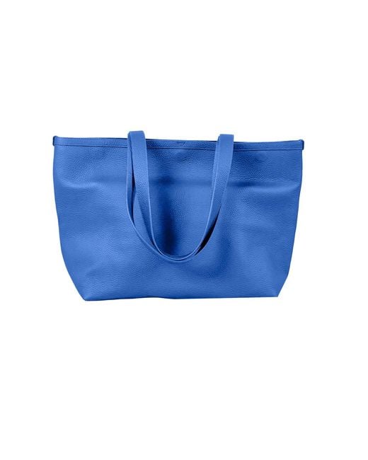 godi. Blue The Eva Handmade Leather Tote Bag