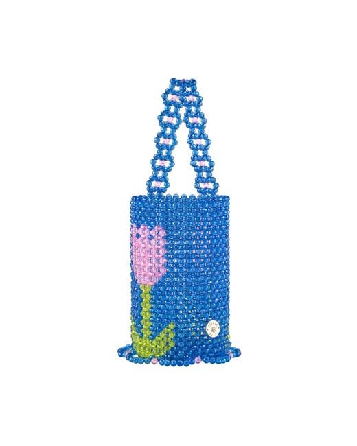 Tillie Beads Blue Bloom Tulip Bucket Bead Bag