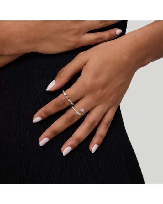 Vanhi Metallic Crystal Shooting Star Open Ring