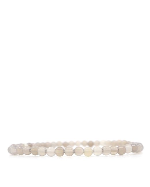Shar Oke White Agate & Mother Of Pearl Beaded Bracelet for men