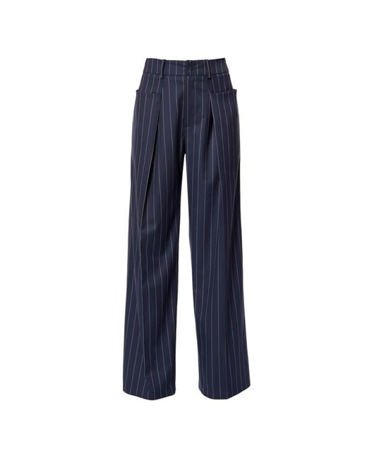 AGGI by HALEWSKI Blue Stacey Mood Tennis Stripe Wide Trousers