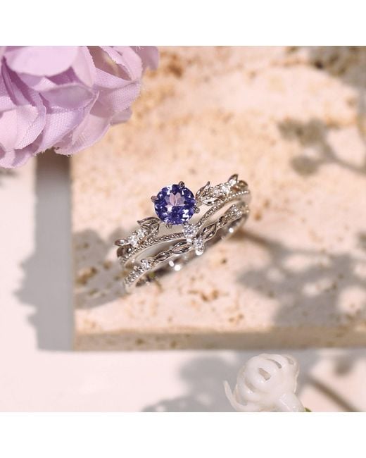 Azura Jewelry New York Blue Reverie Tanzanite Ring Set Vermeil