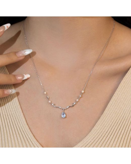 Azura Jewelry New York Metallic Seabreeze Serenity Topaz Necklace