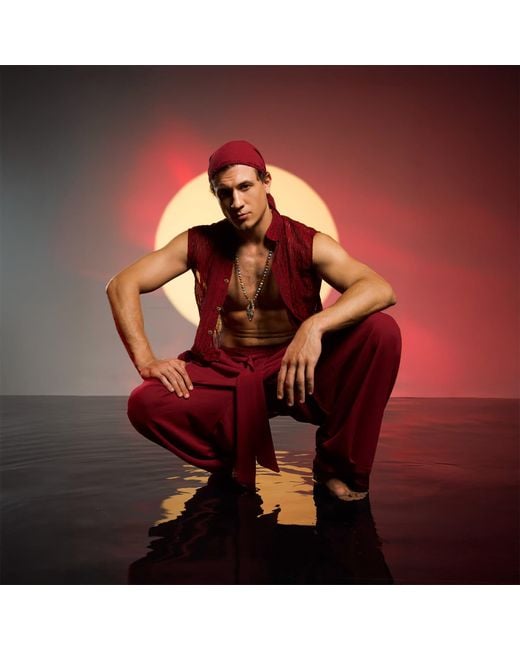 Zhenabia Red Ember Vest Sleeveless Shirt Summer Resort for men