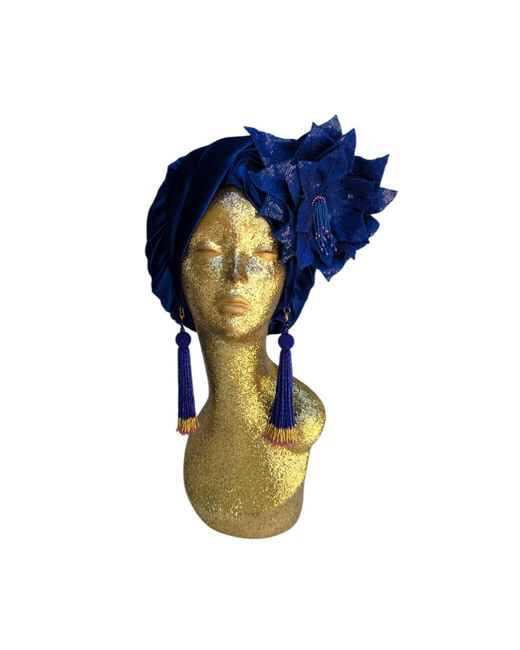 Julia Clancey Blue Cha Cha Cha Boom Electric Luxe Velour Turban