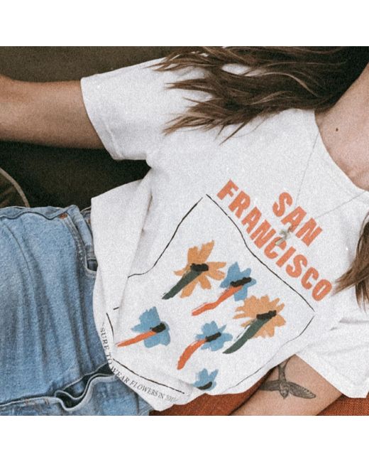 Fanclub White San Francisco Oversized Retro Slogan T-Shirt