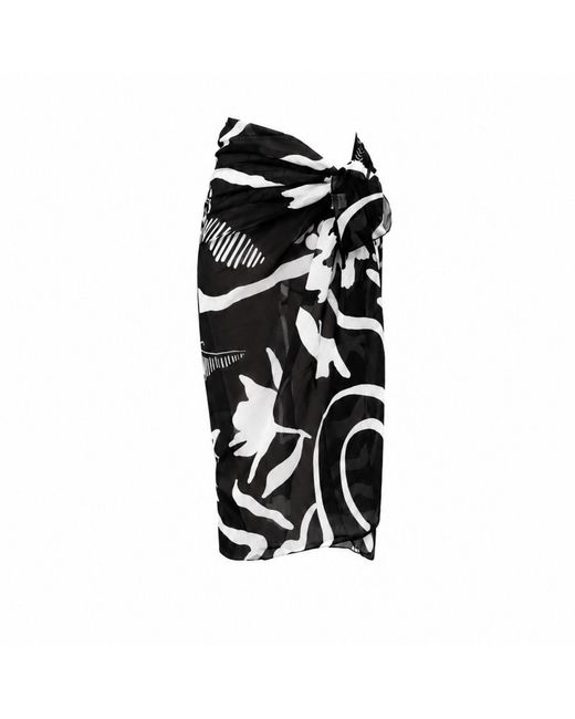Nuvv Collection Black Monochrome Coastal Pareo Wrap Sarong