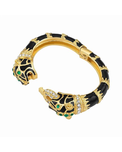 Laura Gray Metallic Enamel Double Panther Bracelet