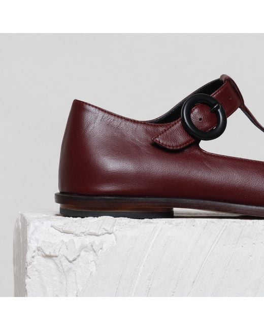 Mafalda Red Claire Wine Mary-Jane Flats