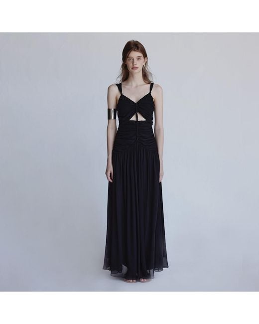 Belsize25 Black Silent Mode Series – Silk Resort Dress With Hand-Woven Rope Straps