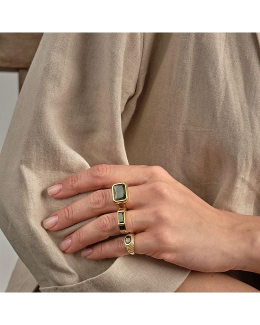 LINYA JEWELLERY Metallic Nova Large Crystal Stone Ring
