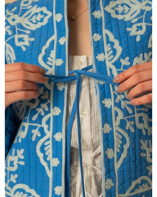 Rose & Nancy Blue Lori Embroidered Quilted Jacket