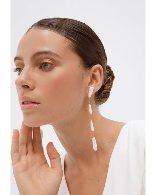 Lavani Jewels White Iris Keshi Pearl Earrings