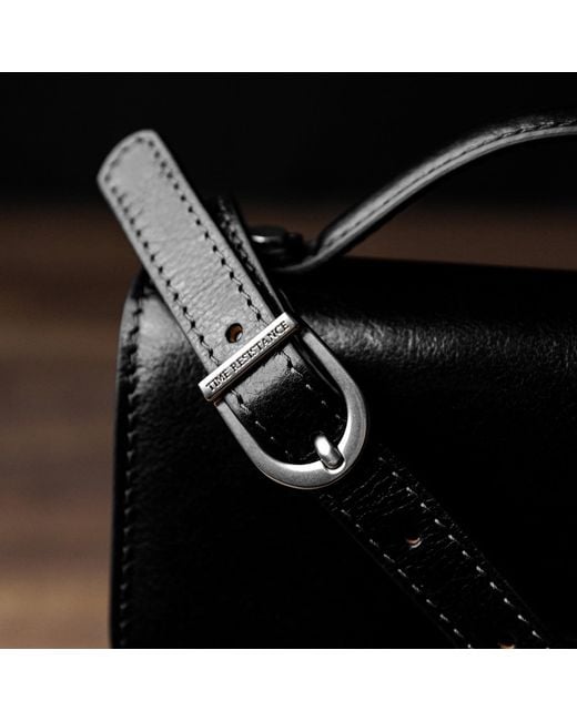 Time Resistance Black Small Leather Briefcase for men