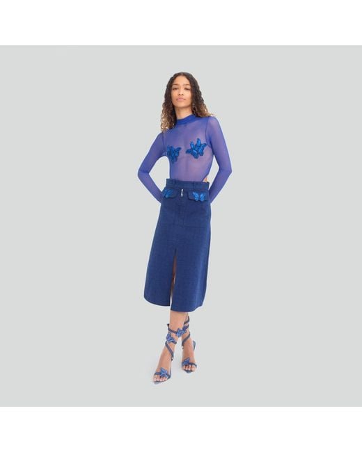 Maui X Lolita Blue Pearl Denim Pencil Skirt