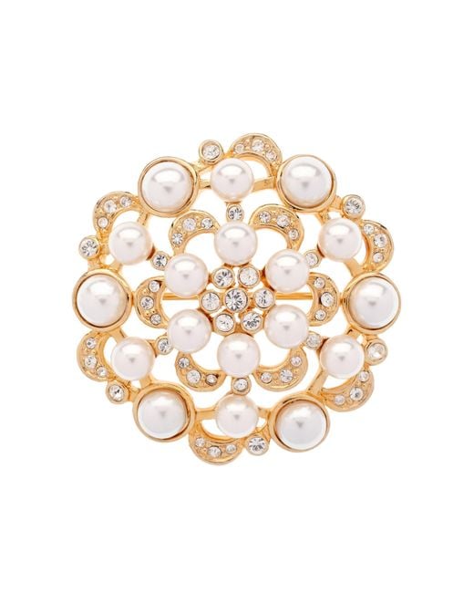 Emma Holland Jewellery Metallic Pearl & Crystal Flower Brooch
