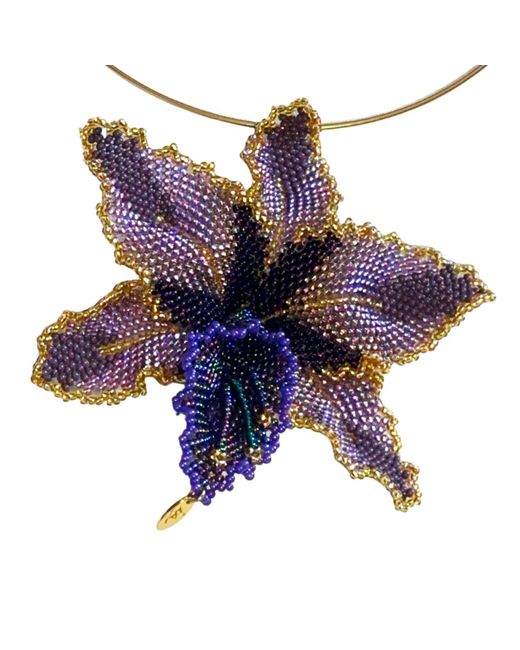 Iliana Arrazola Blue Orchid Choker, And Deep, Glass Beads, Beaded Jewelry