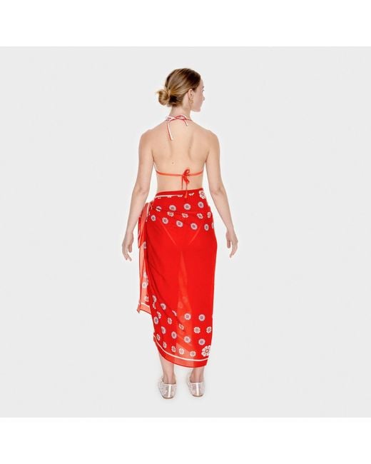 Jessie Zhao New York Red Beach Sarong Wrap